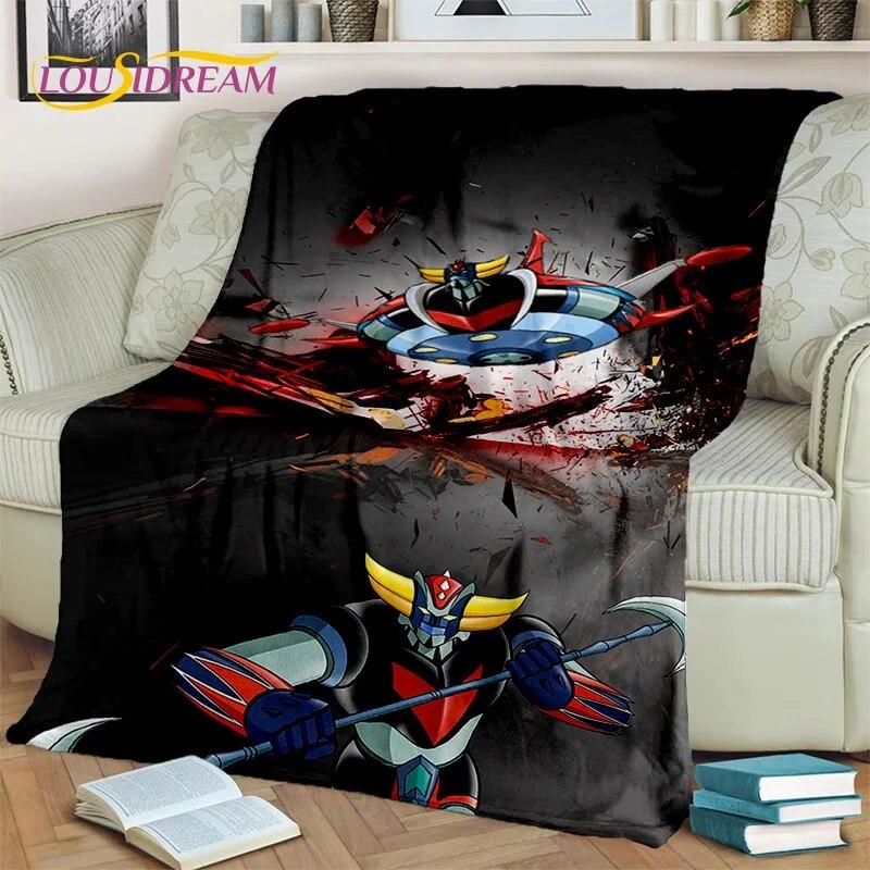 Cartoon UFO Robot Grendizer Anime Blanket,Soft Throw Blanket for Home Bedroom Bed Sofa Picnic Travel Office Cover Blanket Kids