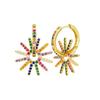 925 Silver Ear Needle Vintage Sun Hoop Earrings for Women Punk Hip Hop Sun Flower Big Earrings Fashion Jewelry Gifts