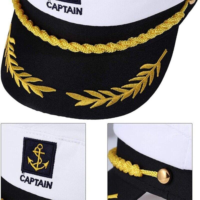 Navy Captain Hat Skipper Yacht Hat Sailor Costume Cosplay Fancy Dress