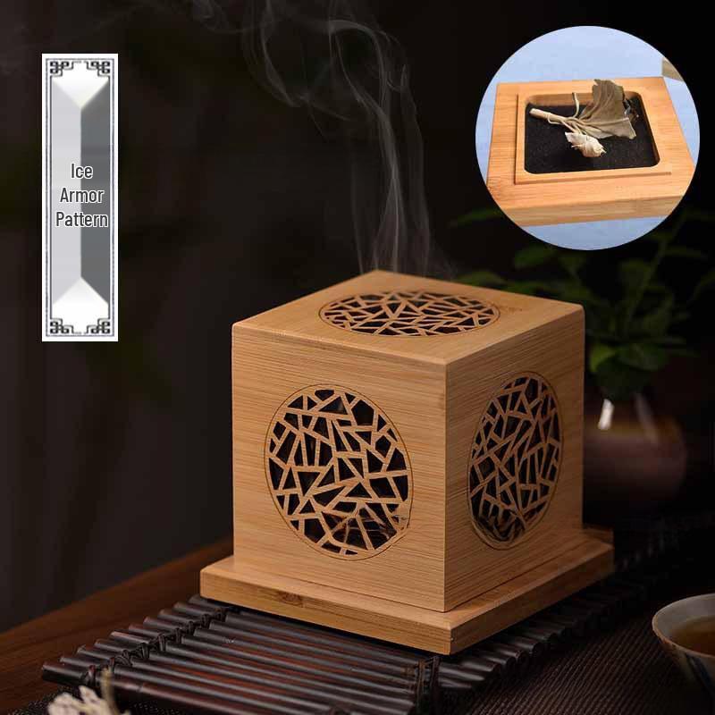 Geometric White Sage Incense Burner - Crystal Furnace with Sandalwood Bamboo Box Holder.