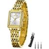 OLEVS Women's Square Gold Watch Waterproof Quartz Analog Lightweight Stainless Steel Band