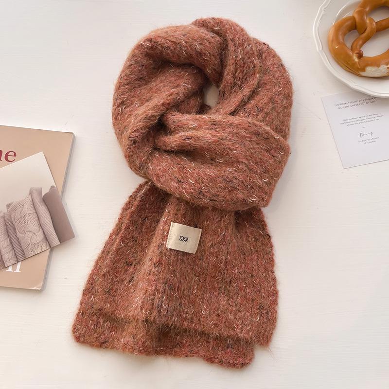 Wool Wool Scarf Women's Winter New High-end Sense Thickened Warm Knitted Scarf Couples Versatile