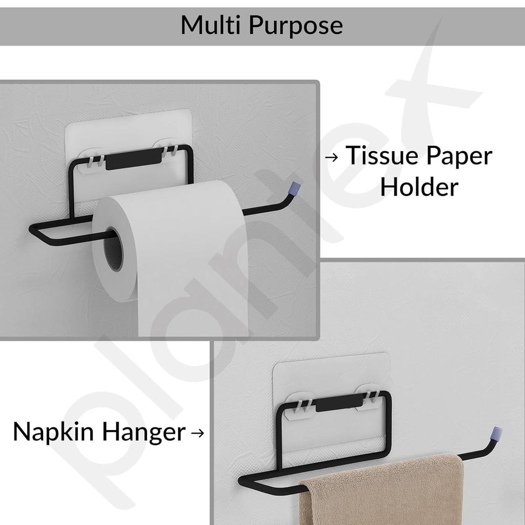 Selbstklebender GI-Stahl Toilettenpapierhalter Selbstklebend/Toilettenpapierrollenhalter/Tissuepapierrollenhalter für Badezimmer (Schwarz - 2er-Pack)