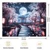 2D Magical Japanese Night Tapestry Cherry Blossom & Torii Gate Under Full Moon Wall Art