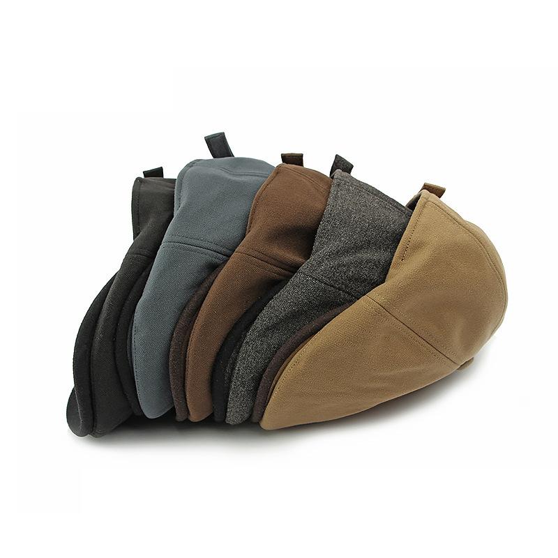 Vintage Cap Men's Winter Velvet Thick Warm Beret British Cap Forward Cap Newsboy Caps