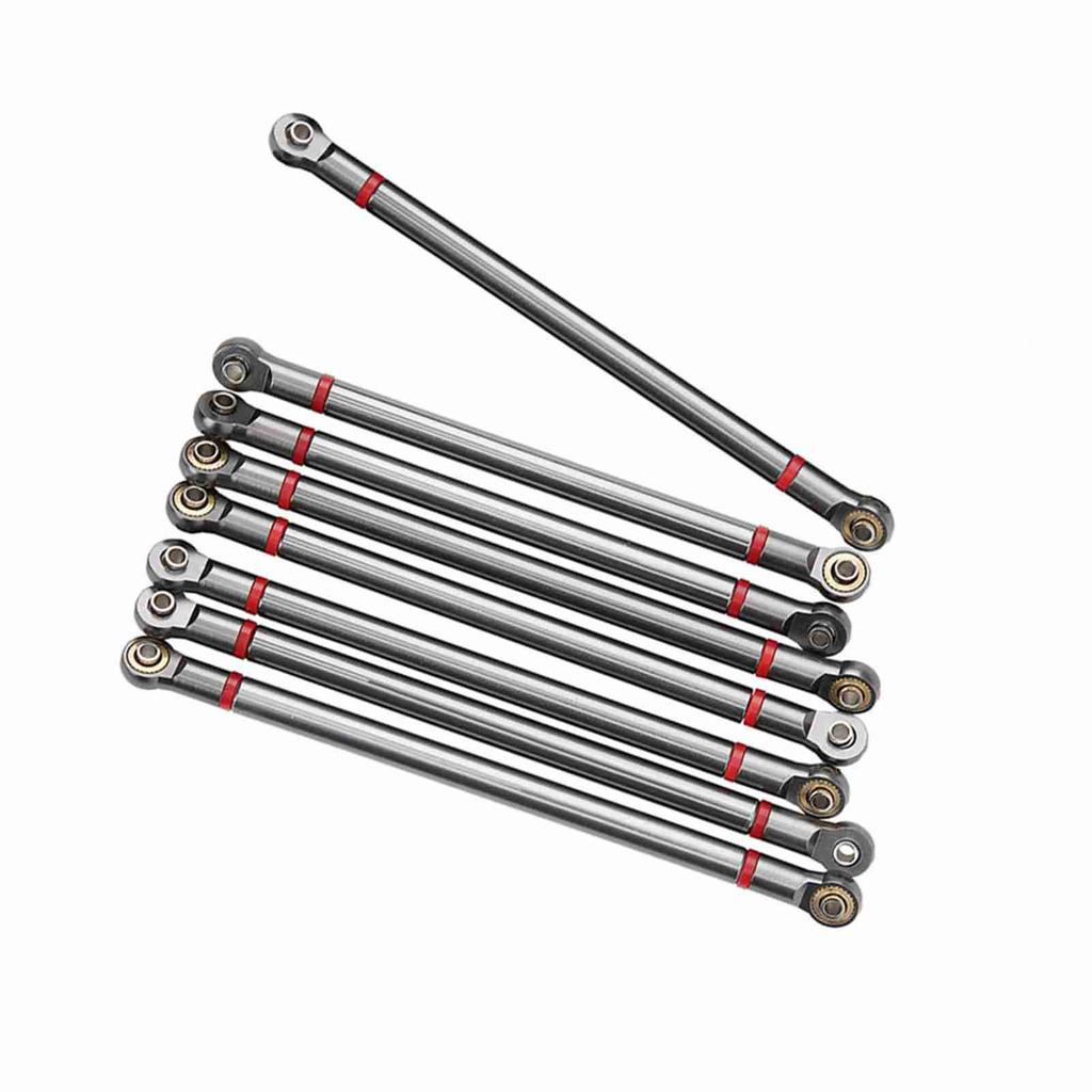 8Pcs Aluminium Alloy Link Rod for SCX10 1 10 313mm Wheelbase RC Crawler Car (Titanium Color)