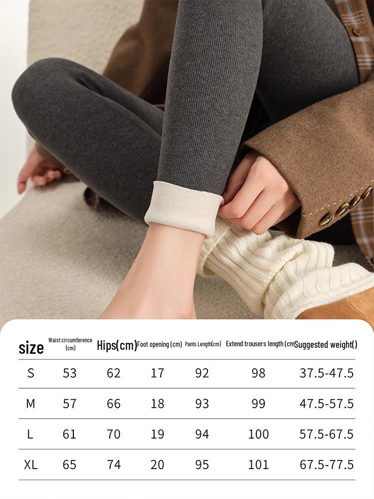 Women's Extra Long High-Waisted Fleece-Lined Winter Leggings - Striped, Warm, Cotton, for Tall Figures