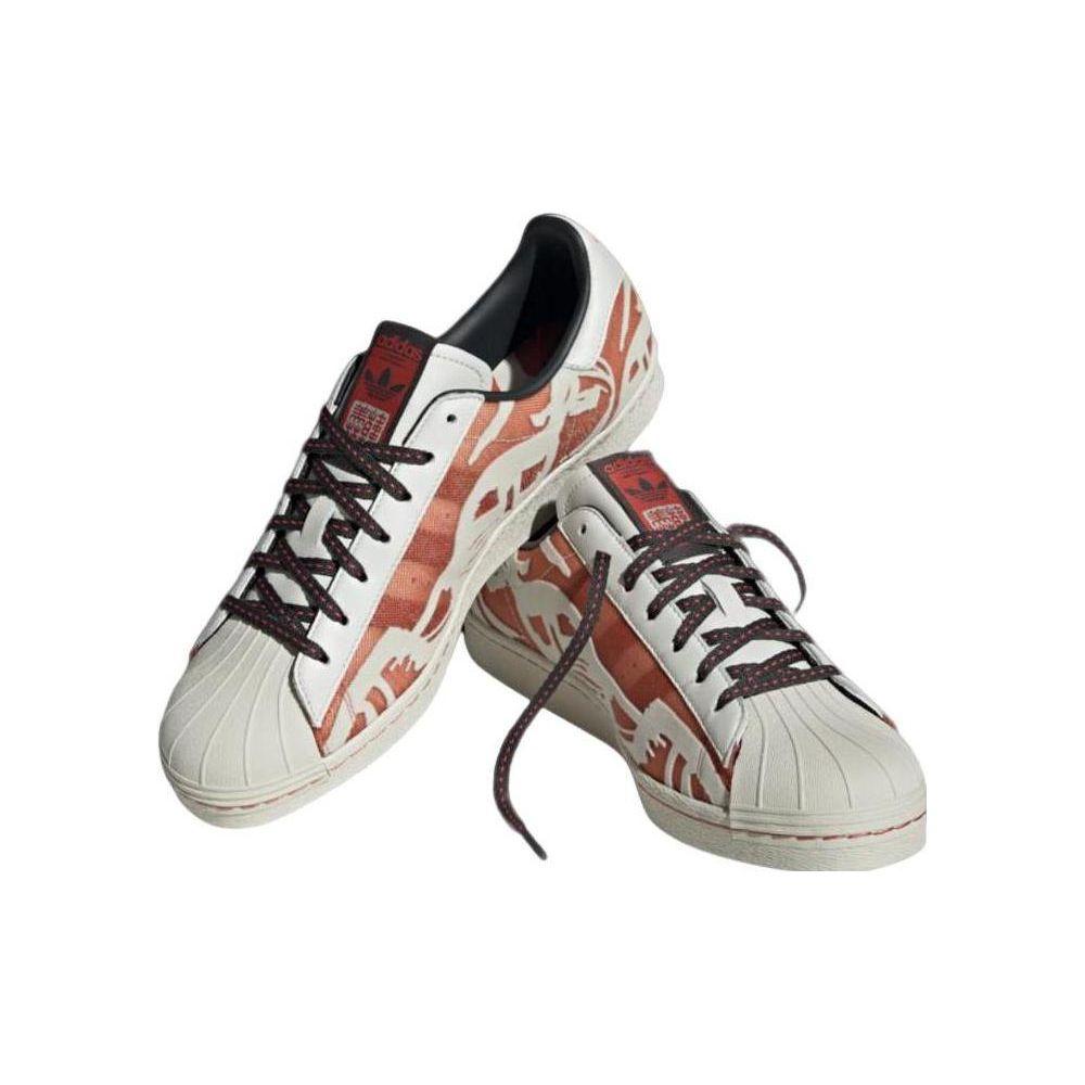 Adidas Originals Han Meilin X  Superstar 80S Ugly Cow Leather Low-Top Sneakers Unisex Sneakers White Red ID4378