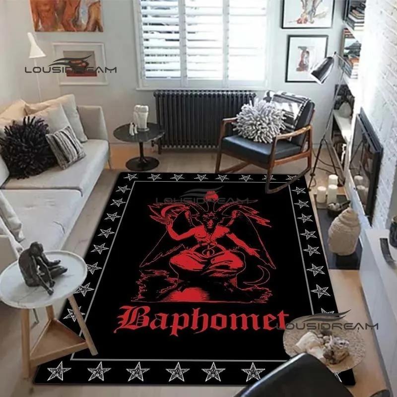 Devil Satan Lucifer Sacrifice Carpet and Rug Goat Baphont Rug Living Room Bedroom Area Carpet Study Porch Bedside Non-slip Mat