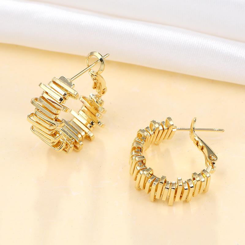 Huazi Style Zircon Stud Earrings for Women - Gold-Plated, Non-Fading Luxury Jewelry