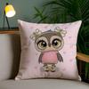 Cute Cartoon Owl Cushion Cover Soft Short Plush Double-Sided Printing Home Decor Machine Washable Pillow Case Gift