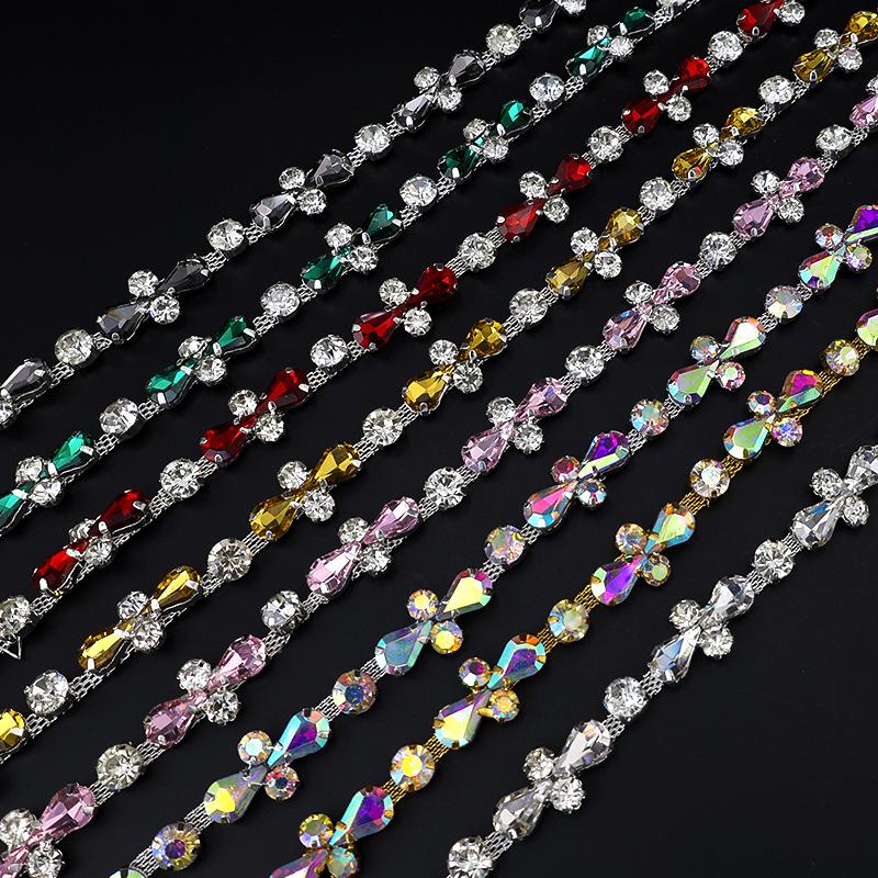 10Yards Rhinestone Chain Diamond Trim Fringe Crystal Bling Accessories DIY Craft Wedding Party Decoration Gift Rhinestone Ribbon