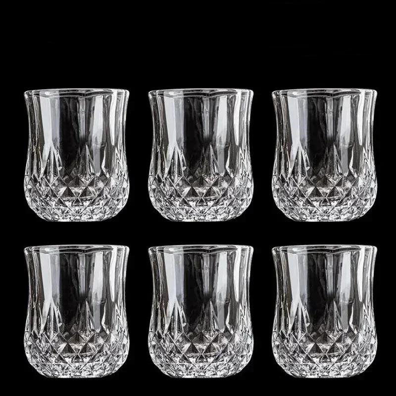 6pcs Creative Whisky Glasses Thick Crystal Wine Brandy Cup Transparent Scotch Drinking Glasses for Bar Accessories Mini Mug