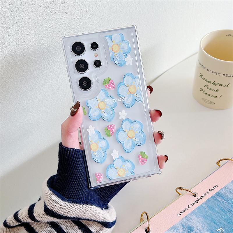 Etui na telefon Flower Clear do Samsung Galaxy S24 S23 S22 Plus Note 20 Ultra S21 S20 FE Silikonowe miękkie etui z TPU na tył