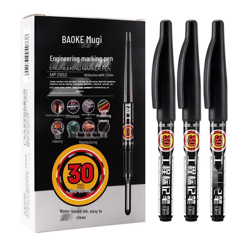 

BaoKe MP2953 Waterproof Deep Hole Marker Pen - Fade-Resistant, Extended Line for Woodworking and Drawing (30mm)