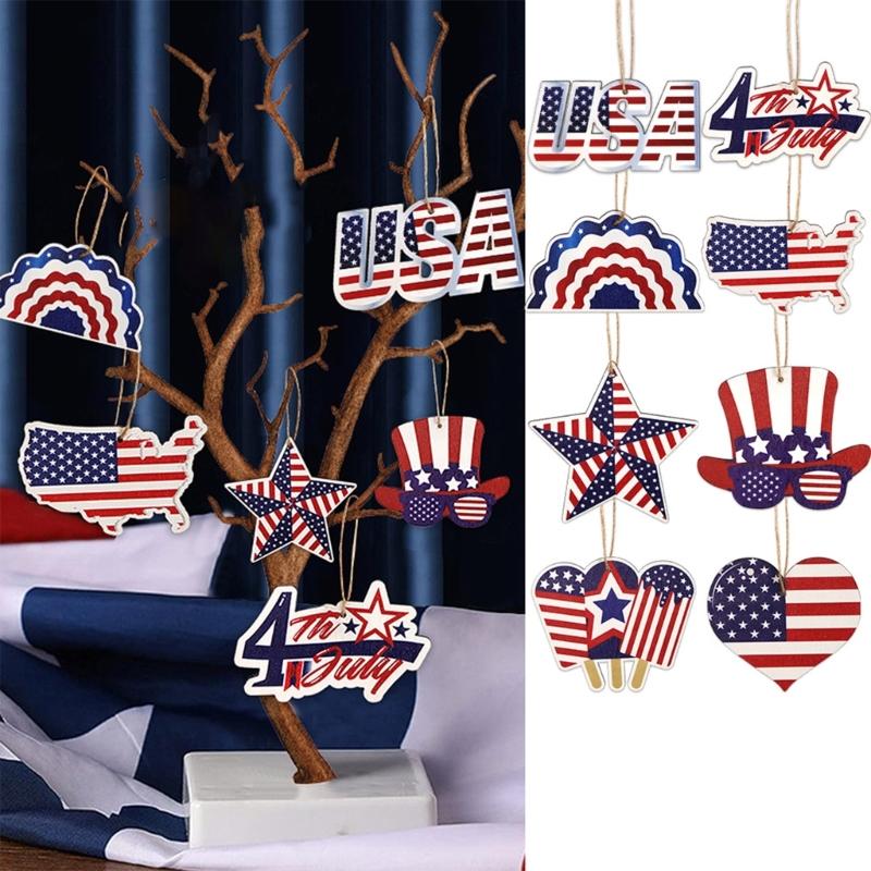 9PCS Independence Day Star Hangings Decorative Ornament Perfect for Enhancing Holidays Spirit in Homes and Party Venues