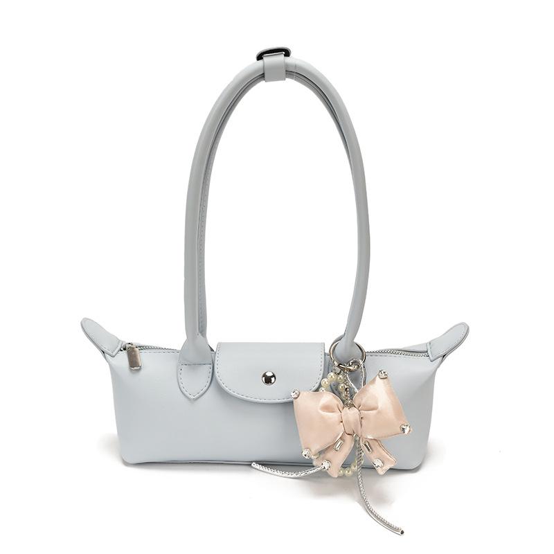 2026 French Light Luxury Cowhide Long Handle Dumpling Baguette Crossbody Bag
