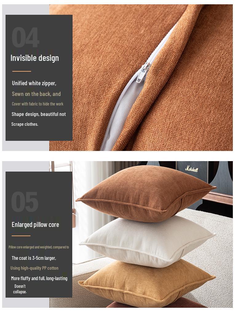 Chenille Large Back Cushion Cover - Luxurious Sofa or Bedside Pillow (Insert Not Included)