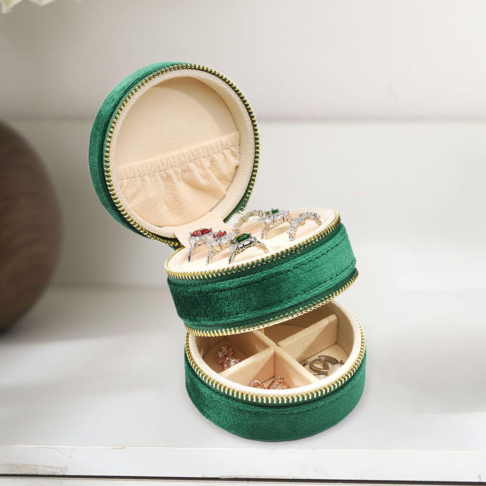 

Шкатулка для сережек, органайзер для ювелирных изделий, бархатный подарок на день рождения, большая вместимость, дорожный футляр для безделушек зелёный