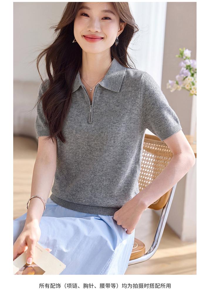 Simple Summer Clothes Polo Collar Sports Style High-quality Women's T-shirt Top Women's Short Sleeved Women's Knitted Sweater