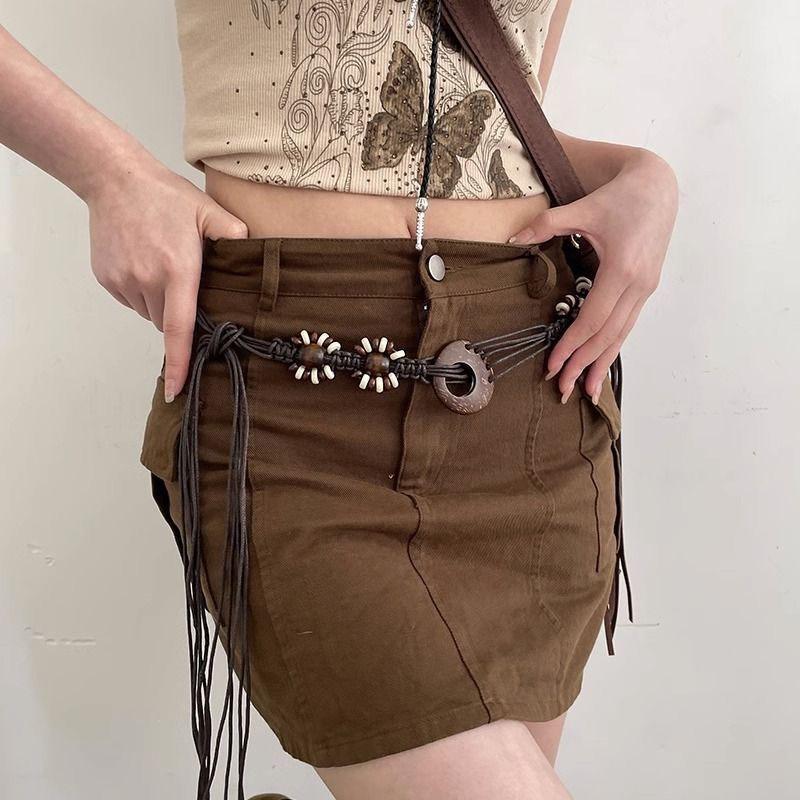 Vintage Ethnic Style Handwoven Waist Rope Women'S Dress Decorative Waist Chain Versatile Bohemian Y2K Belt