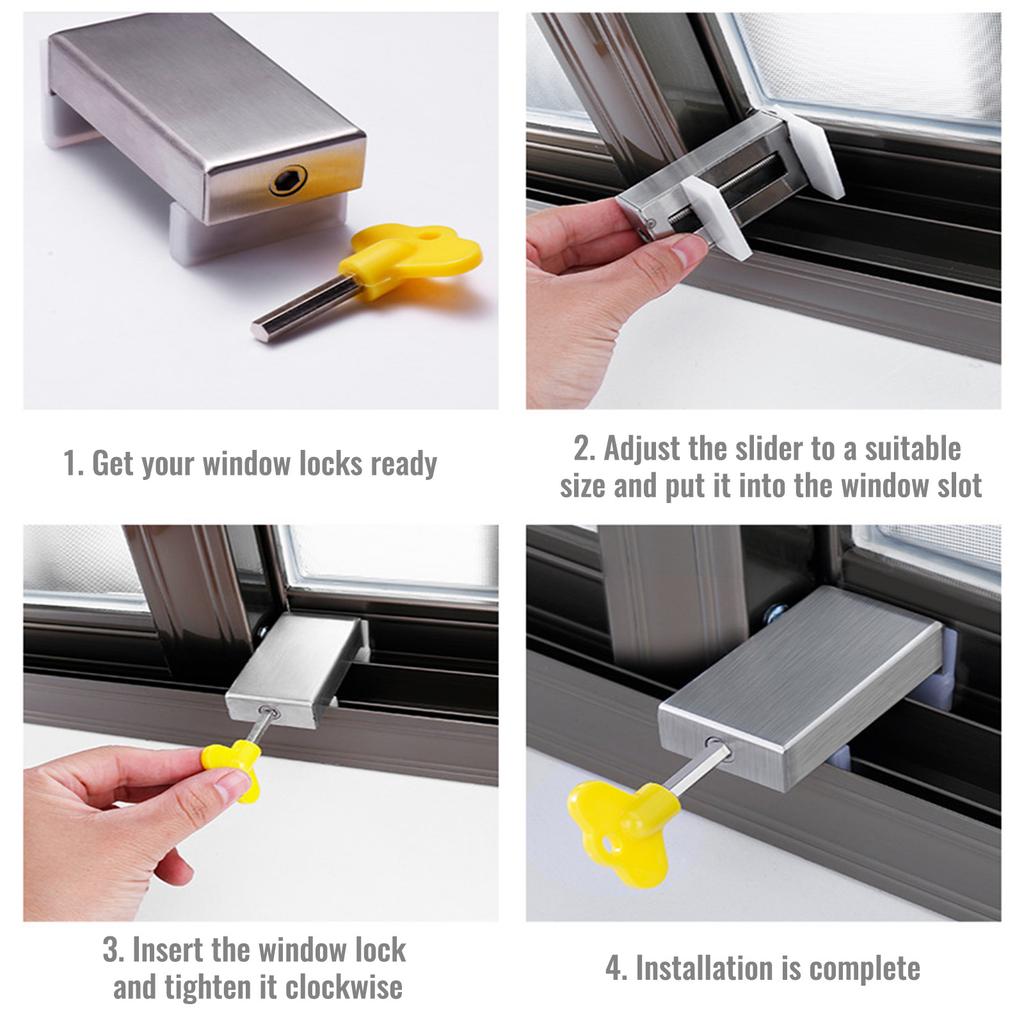 2Pcs Child Safety Window Limiters Home Security for Windows Lock with for Key Window Safety Locks for Vertical Sliding F