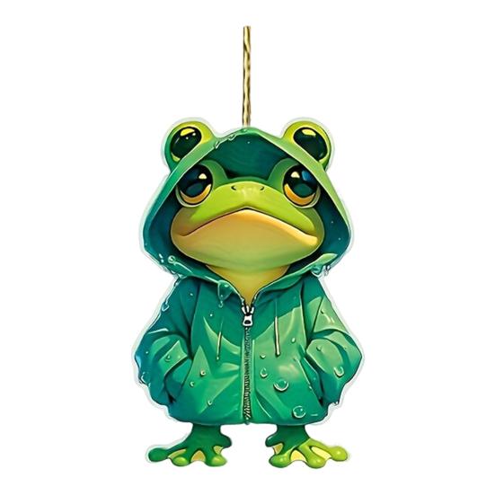 2D Flat Frog Decoration Acrylic Cartoon Frog Pendant Car Interior Hanging Ornament Frog Charm for Backpack Keychain