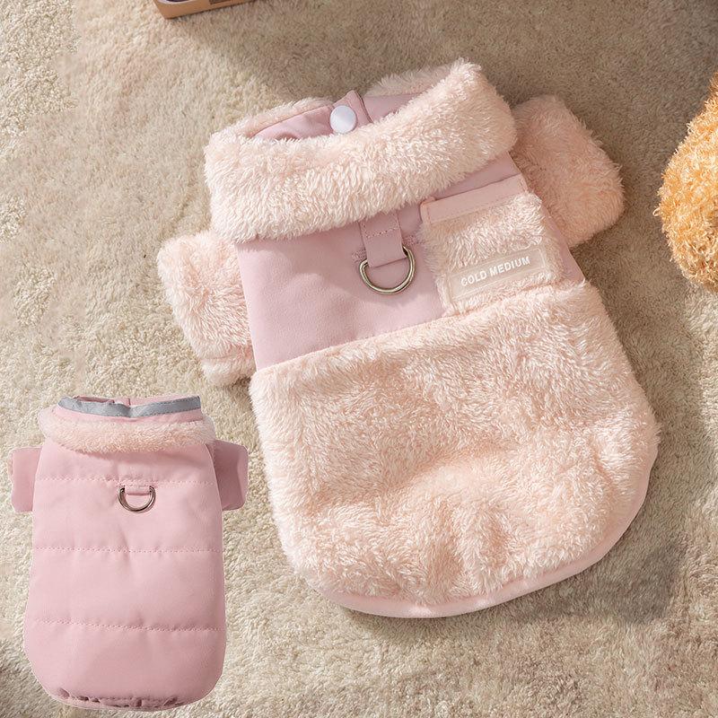 Lamb Wool Dog Clothes, Warm In Autumn and Winter, Simple Double-sided Wear, Tractable Cotton-padded Clothes, Small Dog Bichon Pet Clothing