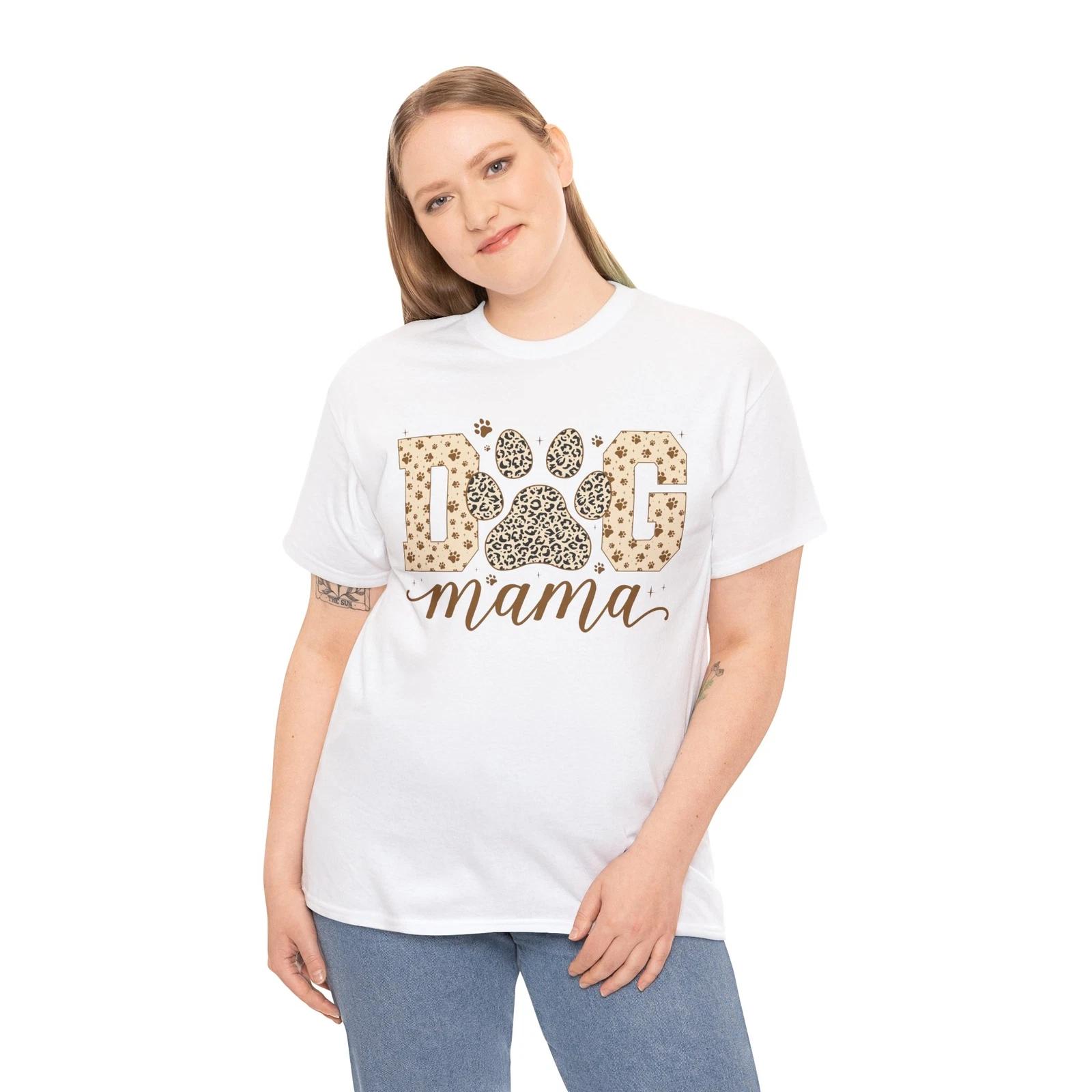 Dog Mama Leopard T-Shirt – Funny Puppy Paw Print Tee for Dog Lovers | Dog Shirt XL