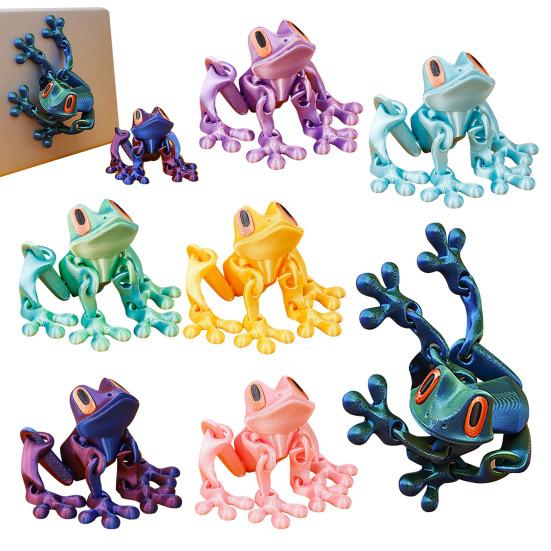 3D Printed Frog Refrigerator Magnet Movable Joints Frog Fidget Toy Articulated Animal Model Figurine Fridge Magnetic Frog Decoration Ornament