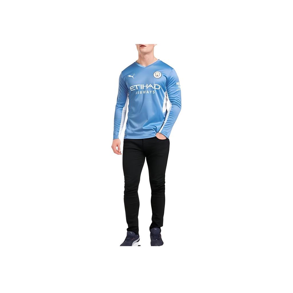 Puma Maglia Casa Manchester City Serie Motivo Stampato Girocollo Manica Lunga Maglia da Calcio Uomo Top Blu 759203-01