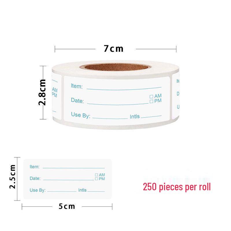 Rotating Self-Adhesive Kitchen Food Label Stickers, 2.5×5cm, 250/Roll Refrigerator Labels