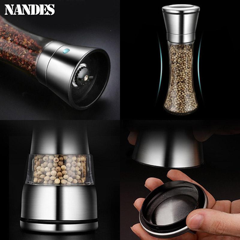 Stainless Steel Manual Salt Pepper Mill Adjustable Pepper Seasoning Bottle Spice Grinding Containers Mill Shakers Kitchen Gadge