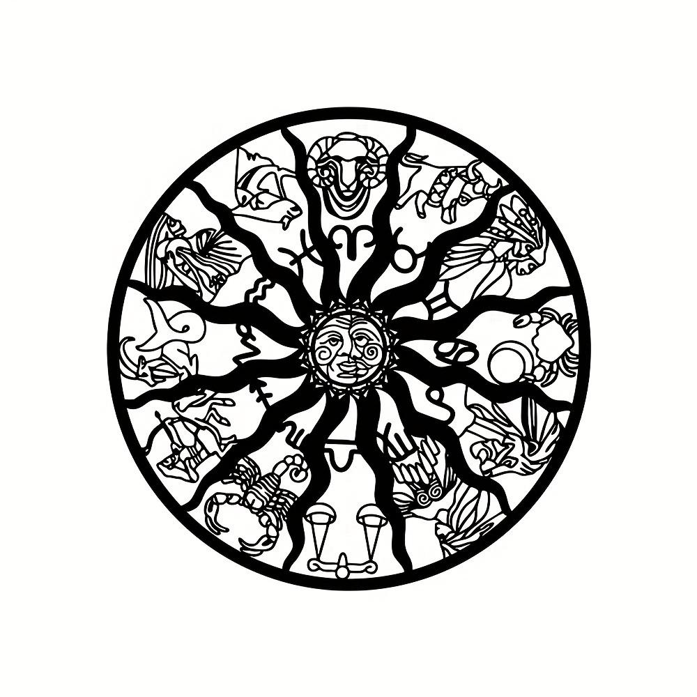 Metal Wall Art Zodiac Sun Sign 1pc, Astrology Celestial Home Decor, Iron Ramadan Ornament