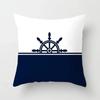 Home Decor Compass Anchor Pillow Cover Blue Mediterranean Cushion  Gift Sofa Office  Accessory Ornament 45x45cm