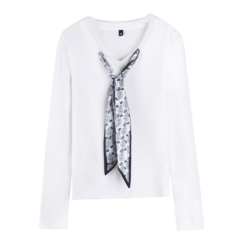 Podzim 2025 Hedvábný šátek Základní vrstva Dámský top s dlouhým rukávem zeštíhlující