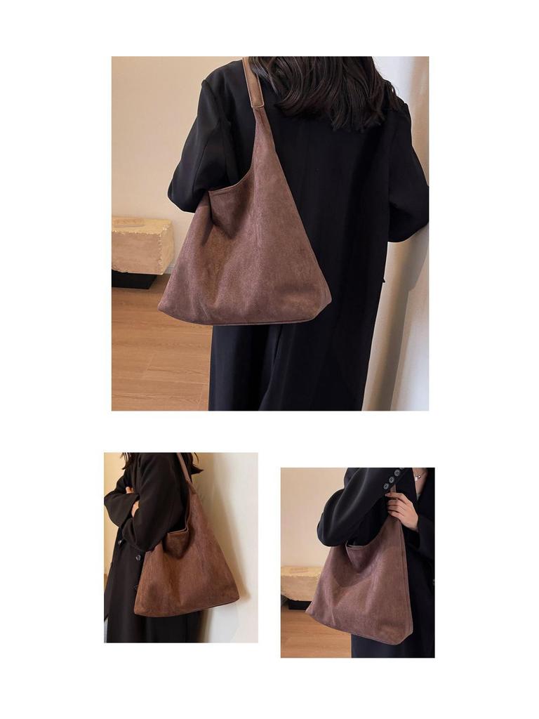 Borsa Tote in Velluto da Donna - Grande Capacità, Semplice Stile Francese, Perfetta per Lavoro e Pendolarismo