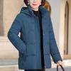 Plus Size XL-5XL Middle Age Woman Coats Winter Short Parkas Hooded Embroidery Casual Thick Warm Outerwears Women's Jackets