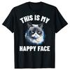 New Men This Is My Happy Face Funny Cat T Shirt Oversize Printed Casual Tee Shirt Casual Short Sleeve Vintage Couples TShirt