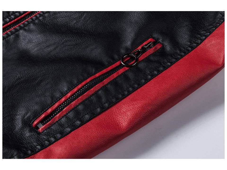 Męska Retro Patchworkowa Skórzana Kurtka Biker, Stójka, Ciepła, Jesień/Zima Casualowa Moda