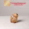 Yi Ming Cypress Wood Carved Cat Ornament Pocket-Sized Decoration