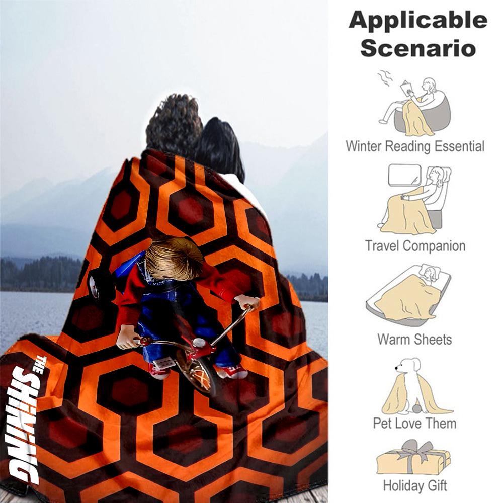 1pc THE SHINING TRICYCLE Outdoor Flannel Blanket Soft Plush Decor for Picnics, camping,Bedroom, Playroom, or Lunch Break, Perfect Gift