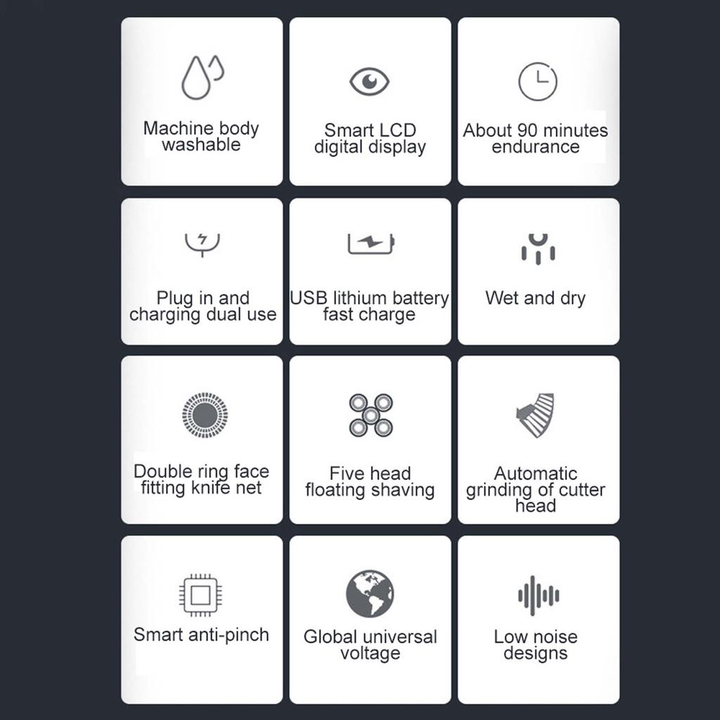 5 In 1 Electric Shaver Waterproof Hair Clipper Nose Hair Trimmer Face Cleansing Machine