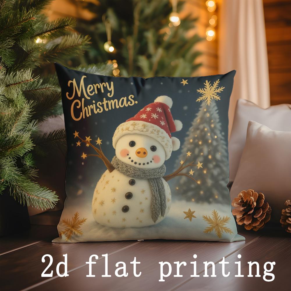 Home Decor Merry Christmas: Santa, Deer & Snowman Pillows Pattern Cushion Cover Suitable for Sofa Bedroom Car Pillow Cover