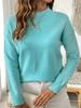 Women's Solid Color Loose Knit Pullover with Half-High Neck and Long Sleeves - Autumn/Winter Fashion Sweater.