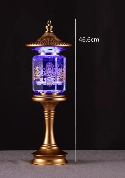 Home Decoration, Alloy Crystal Ball LED Seven Color Lotus Lamp, Buddha Offering Lamp, Meditation, Buddha Tools and Supplies