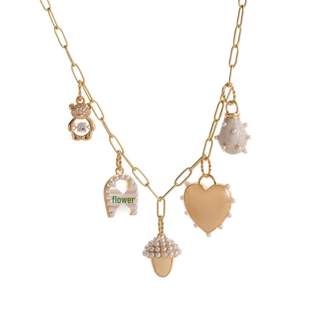 Trendy 18K Gold Stainless Steel Heart Pendant Necklace with Pearl