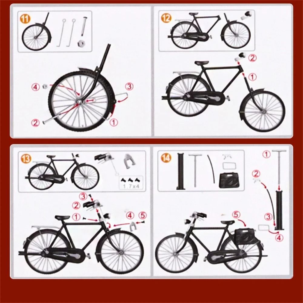 Retro Assembly Bicycle Model Toys DIY Mini 28 Big Bar Bicycle Birthday Gifts