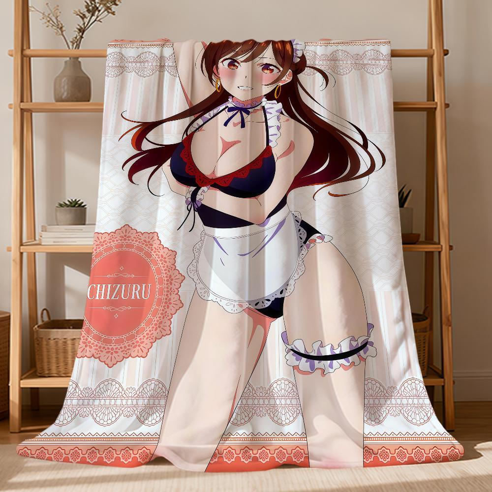 Anime Fanart Girl M-Mizuhara Chizuru Flannel Soft Warm Plush Blanket Sofa Living Room Pet Hogar Bedroom Gift Home Car Portable