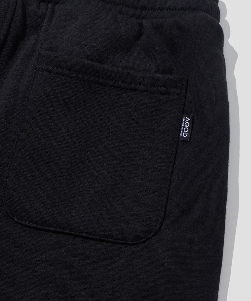 AGOD (Fleece-Lined) Single-Pleat Cargo Sweatpants [Black]